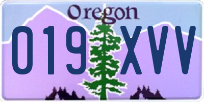 OR license plate 019XVV