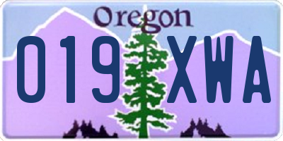 OR license plate 019XWA