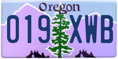 OR license plate 019XWB