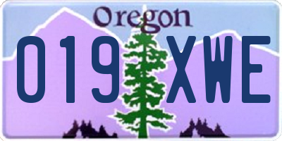 OR license plate 019XWE