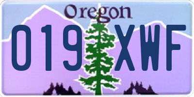 OR license plate 019XWF