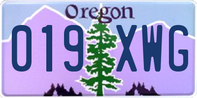 OR license plate 019XWG
