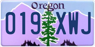 OR license plate 019XWJ