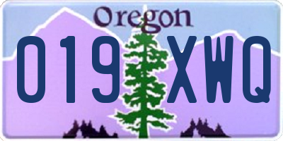 OR license plate 019XWQ