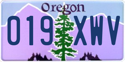 OR license plate 019XWV