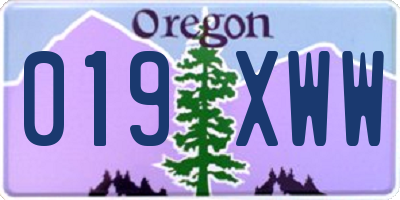 OR license plate 019XWW