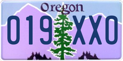 OR license plate 019XXO
