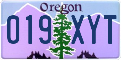 OR license plate 019XYT