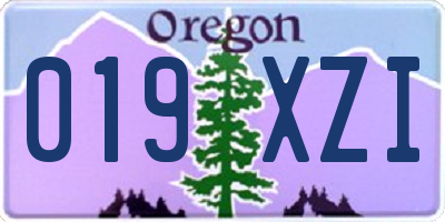 OR license plate 019XZI