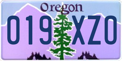 OR license plate 019XZO