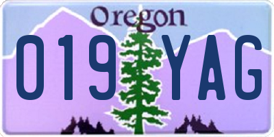 OR license plate 019YAG