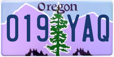 OR license plate 019YAQ