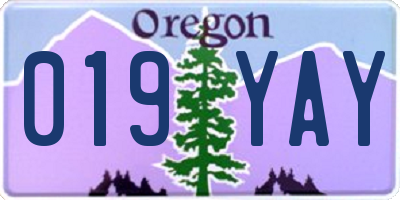 OR license plate 019YAY
