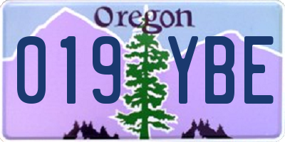 OR license plate 019YBE