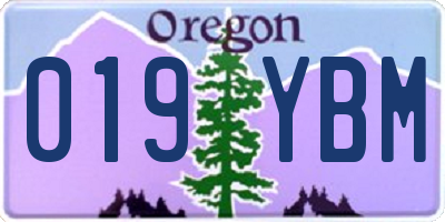 OR license plate 019YBM