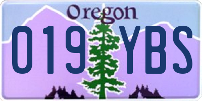 OR license plate 019YBS