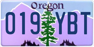 OR license plate 019YBT