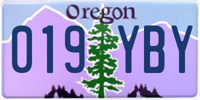 OR license plate 019YBY