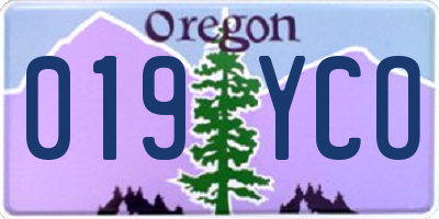OR license plate 019YCO