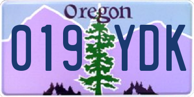 OR license plate 019YDK