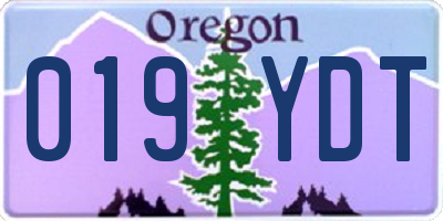 OR license plate 019YDT