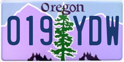 OR license plate 019YDW