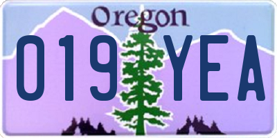 OR license plate 019YEA