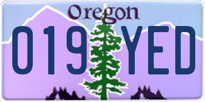 OR license plate 019YED