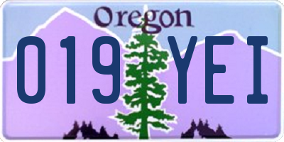 OR license plate 019YEI