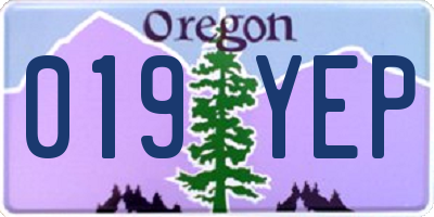 OR license plate 019YEP
