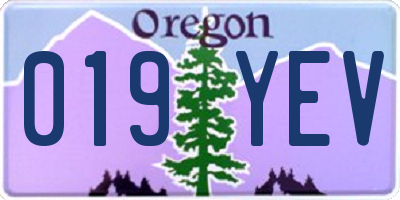 OR license plate 019YEV