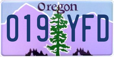 OR license plate 019YFD