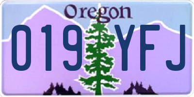 OR license plate 019YFJ