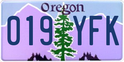 OR license plate 019YFK