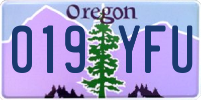 OR license plate 019YFU