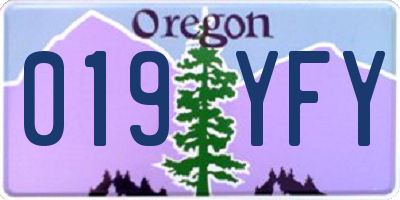 OR license plate 019YFY