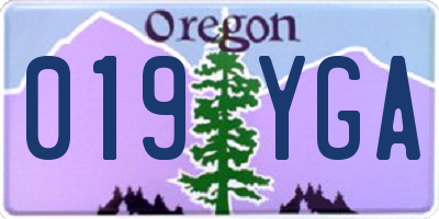 OR license plate 019YGA