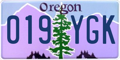 OR license plate 019YGK