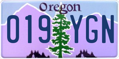 OR license plate 019YGN