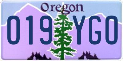 OR license plate 019YGO