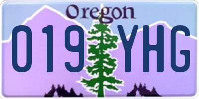 OR license plate 019YHG