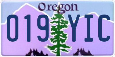 OR license plate 019YIC