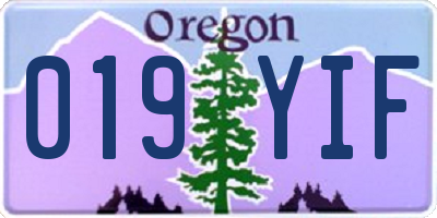 OR license plate 019YIF