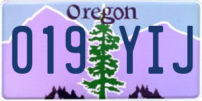 OR license plate 019YIJ