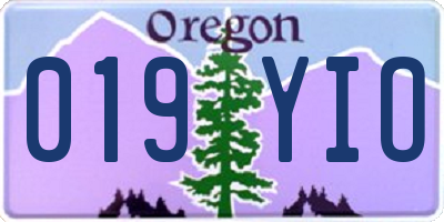 OR license plate 019YIO