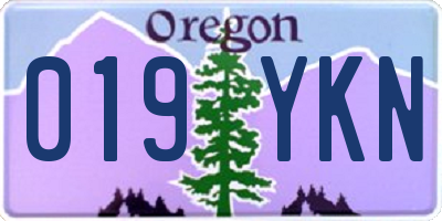 OR license plate 019YKN