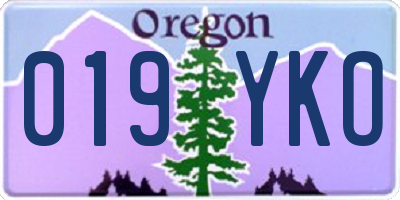 OR license plate 019YKO
