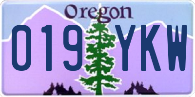 OR license plate 019YKW
