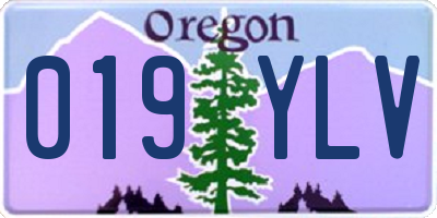 OR license plate 019YLV