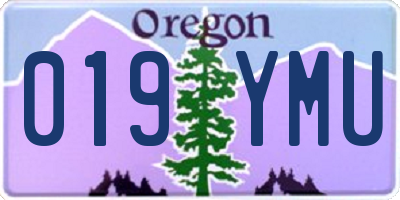 OR license plate 019YMU